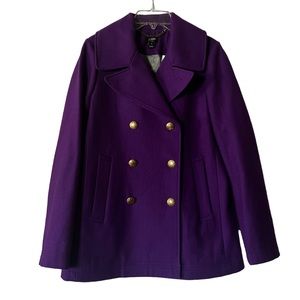 Size 2 Elegant Purple J. Crew Button Coat /w Gold Embellishments